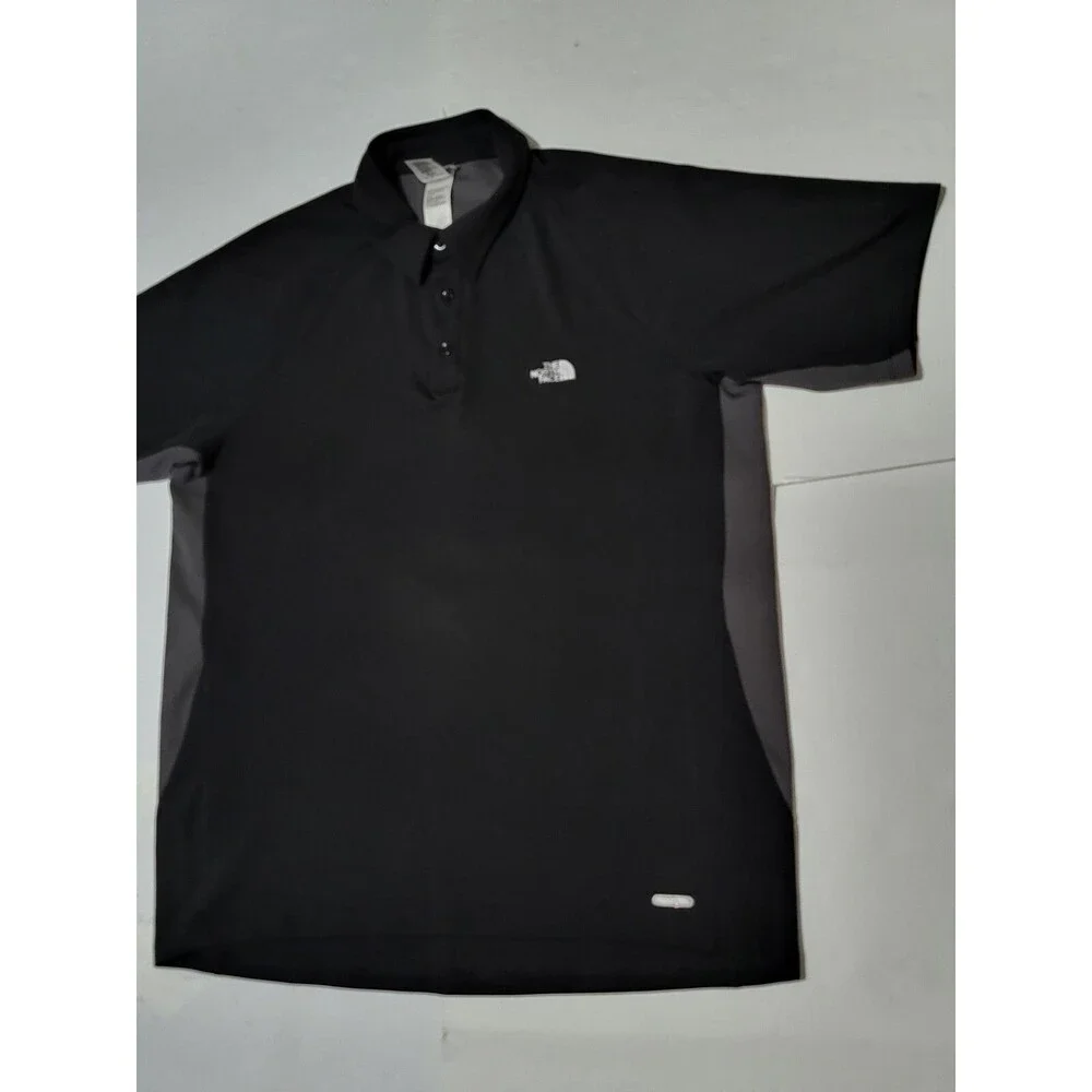 (#2) THE NORTH FACE MENS XL BLACK GREY POLO T SHIRT
